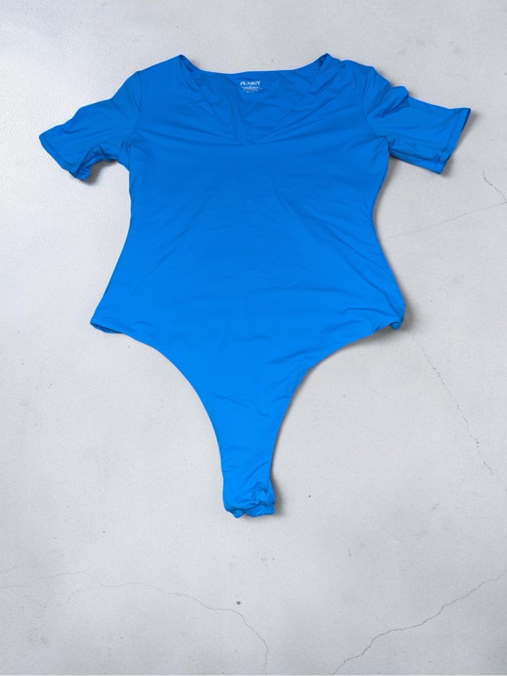 Blue Short-Sleeve Bodysuit Womans Medium